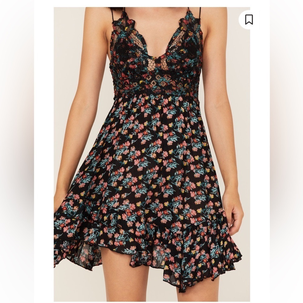 FREE PEOPLE ONE WOMEN'S ADELLA FLORAL PRINT SLEEVELESS SLIP MINI DRESS Sz XS